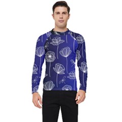 Pattern Floral Leaves Botanical White Flowers Men s Long Sleeve Rash Guard