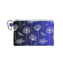 Pattern Floral Leaves Botanical White Flowers Canvas Cosmetic Bag (small)