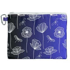 Pattern Floral Leaves Botanical White Flowers Canvas Cosmetic Bag (xxl)