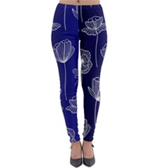 Pattern Floral Leaves Botanical White Flowers Lightweight Velour Leggings by Maspions