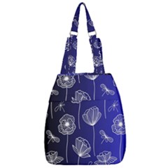 Pattern Floral Leaves Botanical White Flowers Center Zip Backpack