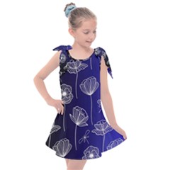 Pattern Floral Leaves Botanical White Flowers Kids  Tie Up Tunic Dress