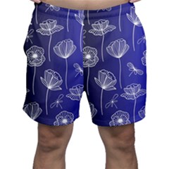 Pattern Floral Leaves Botanical White Flowers Men s Shorts by Maspions