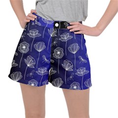 Pattern Floral Leaves Botanical White Flowers Women s Ripstop Shorts by Maspions