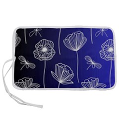 Pattern Floral Leaves Botanical White Flowers Pen Storage Case (m)