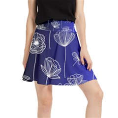 Pattern Floral Leaves Botanical White Flowers Waistband Skirt by Maspions