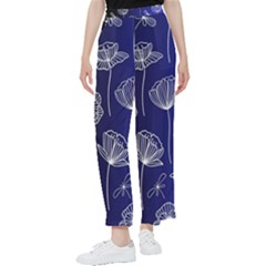 Pattern Floral Leaves Botanical White Flowers Women s Pants  by Maspions