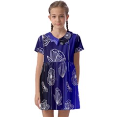 Pattern Floral Leaves Botanical White Flowers Kids  Asymmetric Collar Dress