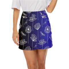 Pattern Floral Leaves Botanical White Flowers Mini Front Wrap Skirt by Maspions