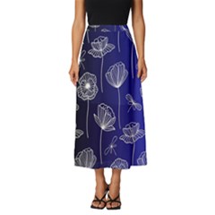 Pattern Floral Leaves Botanical White Flowers Classic Midi Chiffon Skirt