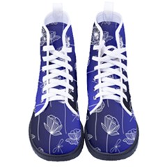 Pattern Floral Leaves Botanical White Flowers Men s High-top Canvas Sneakers