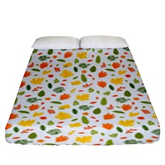 Background Pattern Flowers Leaves Autumn Fall Colorful Leaves Foliage Fitted Sheet (king Size)