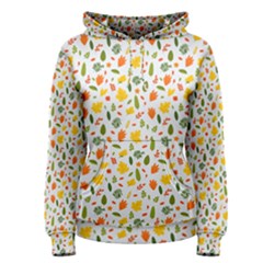 Background Pattern Flowers Leaves Autumn Fall Colorful Leaves Foliage Women s Pullover Hoodie