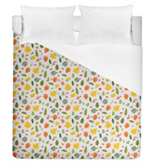 Background Pattern Flowers Leaves Autumn Fall Colorful Leaves Foliage Duvet Cover (queen Size)