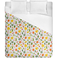 Background Pattern Flowers Leaves Autumn Fall Colorful Leaves Foliage Duvet Cover (california King Size)