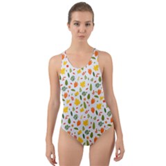 Background Pattern Flowers Leaves Autumn Fall Colorful Leaves Foliage Cut-out Back One Piece Swimsuit