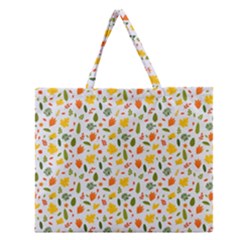 Background Pattern Flowers Leaves Autumn Fall Colorful Leaves Foliage Zipper Large Tote Bag by Maspions