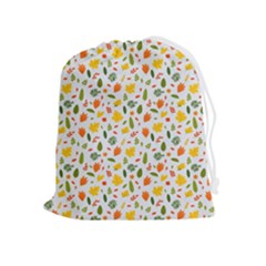 Background Pattern Flowers Leaves Autumn Fall Colorful Leaves Foliage Drawstring Pouch (xl)