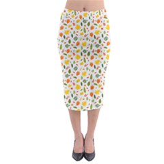 Background Pattern Flowers Leaves Autumn Fall Colorful Leaves Foliage Midi Pencil Skirt