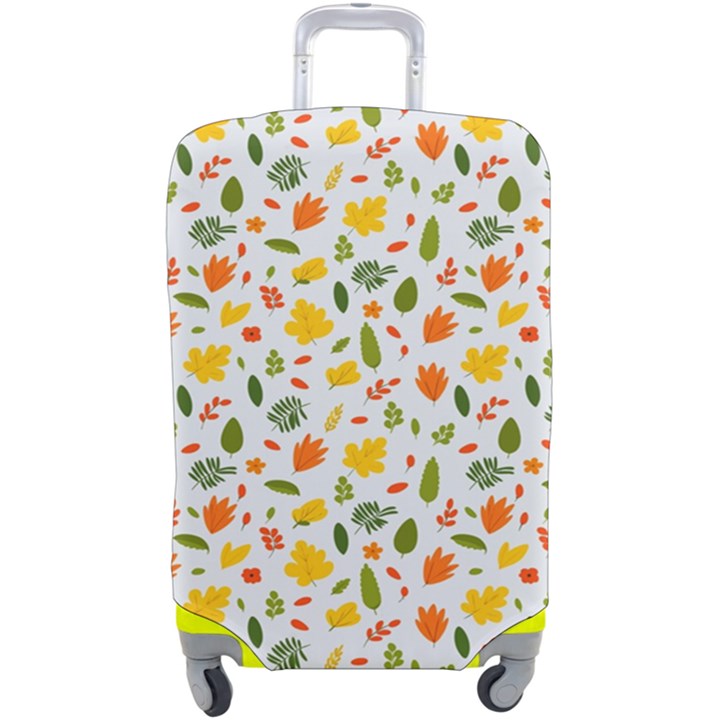 Background Pattern Flowers Leaves Autumn Fall Colorful Leaves Foliage Luggage Cover (Large)