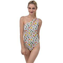 Background Pattern Flowers Leaves Autumn Fall Colorful Leaves Foliage To One Side Swimsuit