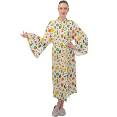 Background Pattern Flowers Leaves Autumn Fall Colorful Leaves Foliage Maxi Velvet Kimono by Maspions