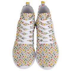 Background Pattern Flowers Leaves Autumn Fall Colorful Leaves Foliage Men s Lightweight High Top Sneakers