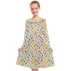 Background Pattern Flowers Leaves Autumn Fall Colorful Leaves Foliage Kids  Midi Sailor Dress