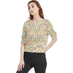 Background Pattern Flowers Leaves Autumn Fall Colorful Leaves Foliage Quarter Sleeve Blouse