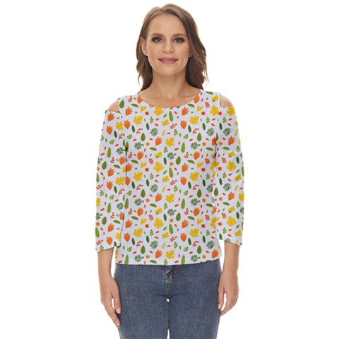 Background Pattern Flowers Leaves Autumn Fall Colorful Leaves Foliage Cut Out Wide Sleeve Top by Maspions