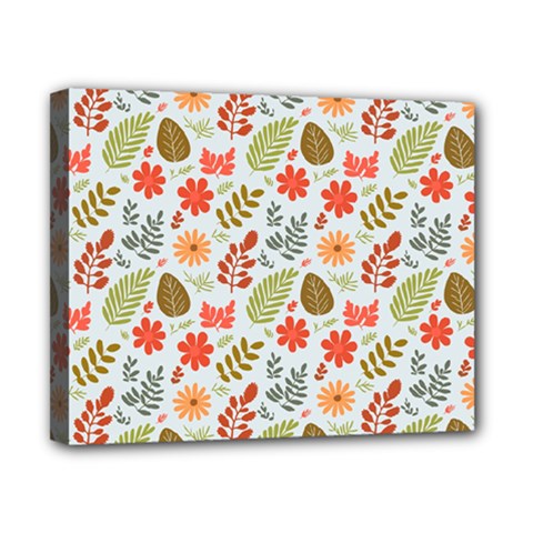 Background Pattern Flowers Design Leaves Autumn Daisy Fall Canvas 10  X 8  (stretched)