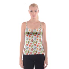 Background Pattern Flowers Design Leaves Autumn Daisy Fall Spaghetti Strap Top by Maspions