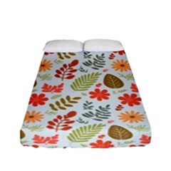 Background Pattern Flowers Design Leaves Autumn Daisy Fall Fitted Sheet (full/ Double Size)