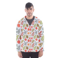 Background Pattern Flowers Design Leaves Autumn Daisy Fall Men s Hooded Windbreaker