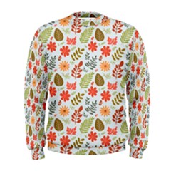 Background Pattern Flowers Design Leaves Autumn Daisy Fall Men s Sweatshirt