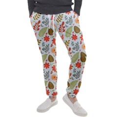 Background Pattern Flowers Design Leaves Autumn Daisy Fall Men s Jogger Sweatpants