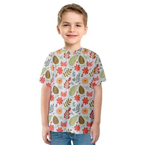 Background Pattern Flowers Design Leaves Autumn Daisy Fall Kids  Sport Mesh T-shirt by Maspions