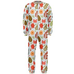 Background Pattern Flowers Design Leaves Autumn Daisy Fall Onepiece Jumpsuit (men) by Maspions