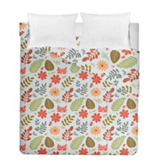 Background Pattern Flowers Design Leaves Autumn Daisy Fall Duvet Cover Double Side (full/ Double Size)