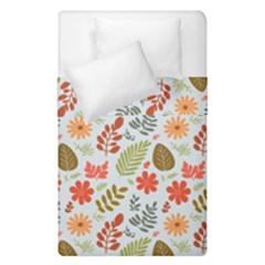 Background Pattern Flowers Design Leaves Autumn Daisy Fall Duvet Cover Double Side (single Size) by Maspions