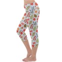 Background Pattern Flowers Design Leaves Autumn Daisy Fall Capri Yoga Leggings View2