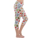 Background Pattern Flowers Design Leaves Autumn Daisy Fall Capri Yoga Leggings View3