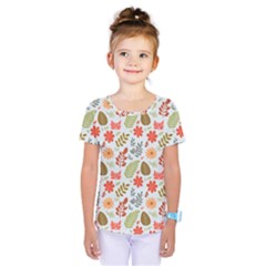 Background Pattern Flowers Design Leaves Autumn Daisy Fall Kids  One Piece T-shirt