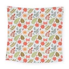 Background Pattern Flowers Design Leaves Autumn Daisy Fall Square Tapestry (large)