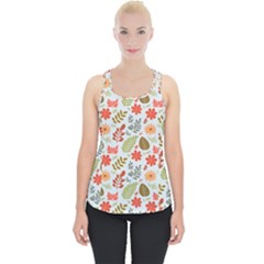 Background Pattern Flowers Design Leaves Autumn Daisy Fall Piece Up Tank Top