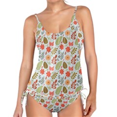 Background Pattern Flowers Design Leaves Autumn Daisy Fall Tankini Set by Maspions