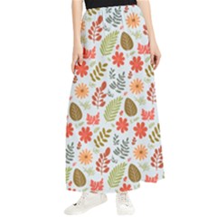 Background Pattern Flowers Design Leaves Autumn Daisy Fall Maxi Chiffon Skirt