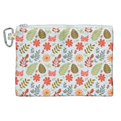 Background Pattern Flowers Design Leaves Autumn Daisy Fall Canvas Cosmetic Bag (xl)