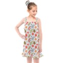 Background Pattern Flowers Design Leaves Autumn Daisy Fall Kids  Overall Dress View1