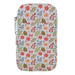 Background Pattern Flowers Design Leaves Autumn Daisy Fall Waist Pouch (large)